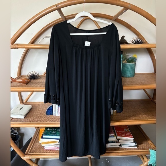 Lane Bryant black dress with flare sleeves and jewel detail - Picture 1 of 5